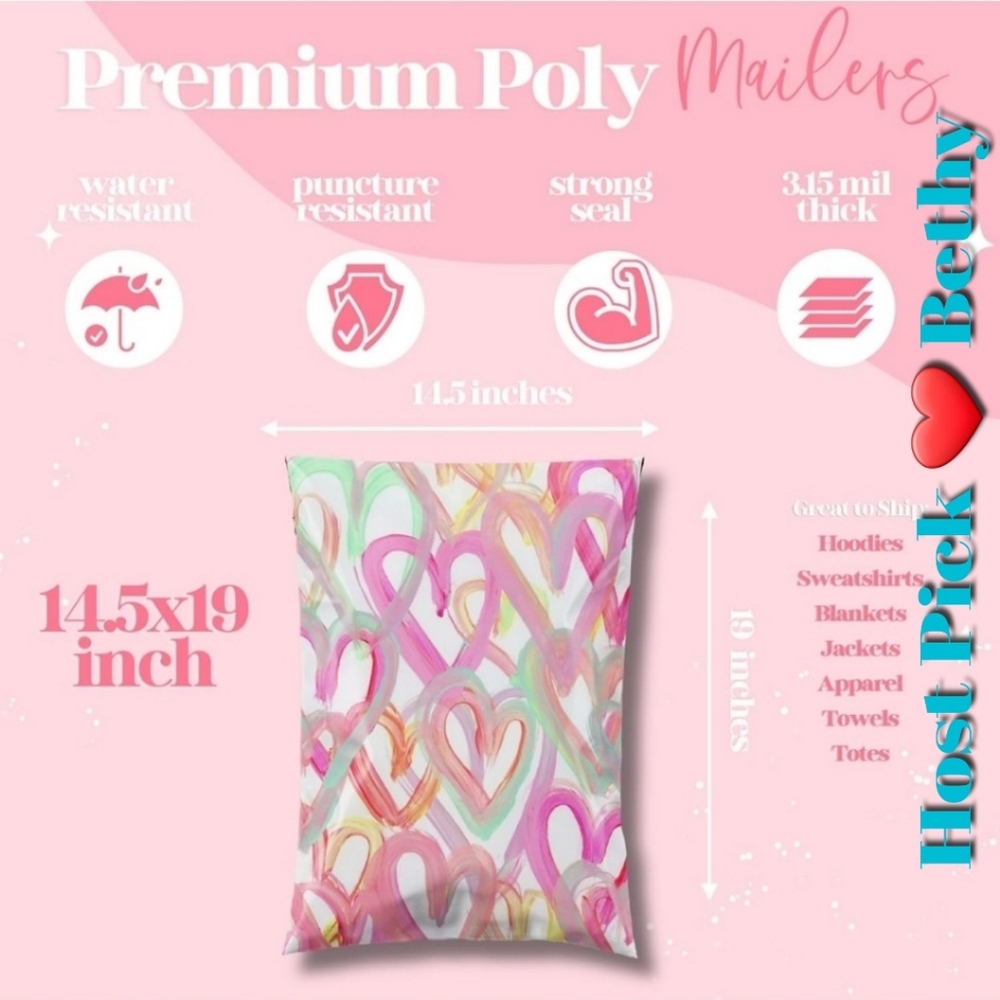 25 ct ❤️14.5x19 Designer Poly Mailer   Heavy Duty Waterproof Self Seal